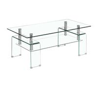 Meubletmoi Table Basse Rectangulaire L. 100 cm avec 2 Plateaux en Verre Trempé et Piètement Arc - Design Minimaliste et Contemporain - Ice