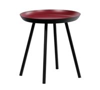 Meubletmoi Table d'appoint Ronde diamètre 38 cm Plateau Creux en métal Rouge foncé Mat et 4 Pieds Fins en métal Noir - LAK 8969