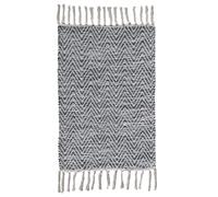 Meubletmoi Tapis 40 x 60 cm rectangulaire Descente de lit décoration Salon Chambre en Coton brodé de Motifs Chevrons Gris Clair et écru et avec Franges Unies - décoration Design et Minimaliste - Glow
