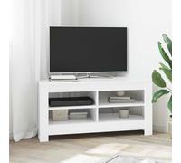 Meuble TV d'angle moderne - vidaXL - Blanc brillant - 102x41x50 cm - Bois d'ingénierie - 2 étagères - Assemblage requis