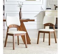 MEUBLIV Lot de 2 chaises de salle à manger blanches, dossier papillon, bois d'hévéa et assise rembourrée