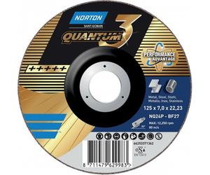 Meules d'ébarbage Quantum 3 - Métal / Inox - 125x7x22,23 mm - par 10 NORTON