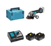 Meuleuse Ø125mm 18V DGA508ZJ + 2 batteries BL1850B 18V 5 Ah + 1 chargeur rapide DC18RC MAKITA