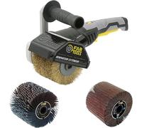 Meuleuse 1300 W, conforme à la norme + 110868. Brosse à lamelles + 110869. Brosse à bande abrasive, diamètre 120 mm, longueur 100 mm, compatible avec les modèles REX120, REX200 et REX-H200, pour le po