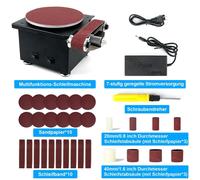 Meuleuse à bande et meuleuse à disque de 15 cm - Ponçeuse combinée 2-en-1 - Réglage de la vitesse en 7 étapes - Moteur sans balais de 350 W - Inclus 10 disques abrasifs et 10 bandes abrasives - Pour l
