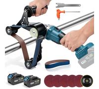 Meuleuse à bande polyvalente 3-en-1, 3 vitesses | 2 batteries 4Ah | 2 bandes de ponçage | Moteur sans balais 1200W | 5500–9000 tr/min | Meuleuse à bande, meuleuse pour tubes, idéale pour les rampes et