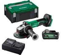 Meuleuse à interrupteur autobloquant et frein Brushless 18 V 125 mm - HIKOKI - avec batterie 18V 5Ah - chargeur - HitCase III - G1813DEWQZ