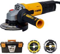 Meuleuse angulaire 850W 115mm + Disque coupe bois et PVC + Disque Diamant laser + Boîte à outils VITO