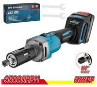 Meuleuse angulaire sans fil - 6 mm, outil de ponçage et de meulage sans balais - 2000 W - 35 000 tr/min - 4 vitesses - Système de batterie 18V - Sans batterie