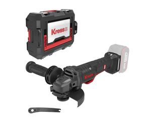 Meuleuse angulaire sans fil Kress 20V, diamètre 125 mm, vendue sans batterie ni chargeur, conditionnée dans une boîte de stockage