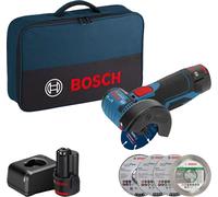 Meuleuse d'angle 12 V GWS 12V-76 Professional + 2 batteries 2 Ah + chargeur + sac à outil soft bag BOSCH 06019F200C