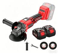 Meuleuse d'angle 125 mm - Meuleuse d'angle sans fil - Moteur sans balais - Réglage de la vitesse - Capot de protection - Avec 2 batteries et écran numérique
