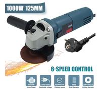 Meuleuse D'Angle 125mm 1000W Avec 6 Vitesses,Poignée Antivibration, Interrupteur De Sécurité, Boîtier En Alliage, Design