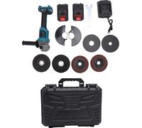 Meuleuse d'angle 21 V 125 mm, meuleuse électrique, moteur sans balais, max. 9000 tr/min, tronçonneuse et polisseuse sans fil avec 2 batteries lithium, 3 embouts pour carrelage, bois, pierre et acier, 