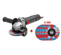 Meuleuse d'angle 900 W avec 100 disques 125 x 1,6 mm inox HANGER GR-900C
