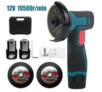 Meuleuse d'angle compacte - Meuleuse d'angle sans fil avec moteur à balais - 12 V - 600 W - 19 500 tr/min - 2 batteries - 1 chargeur