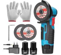 Meuleuse d'angle, design sans fil, grande vitesse, set-2 batteries/bleu, EU