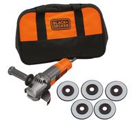 Meuleuse d'angle filaire 900W 125mm BLACK+DECKER BEG220SA5-FR Livrée avec sac de transport et 5 disques de tronconnage