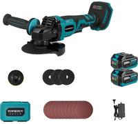 Meuleuse d'angle, fonctionnement sans fil, efficacité à grande vitesse, lot de 2 batteries