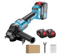 Meuleuse d'angle - Meuleuse d'angle sans fil - 21 V - 2000 W - Moteur sans balais - 125 mm - 3 vitesses - Coffret avec 2 batteries