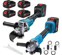 Meuleuse d'angle, moteur brushless, disque de 125mm, kit combiné （4 batteries 2 prises EU ）