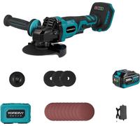 Meuleuse d'angle, moteur sans balais, réglage de la vitesse en continu, 1 kit de batteries