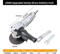 Meuleuse d'angle pneumatique 4 Pouces 11000 RPM avec Disque 100mm, Outil | Léger 1.45kg pour Découpe et Polissage, pour garde Métal Épaisse pour Atelier et Bricolage