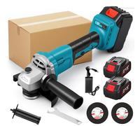 Meuleuse d'angle - Ponceuse sans fil - 1000 W - 125 mm - Moteur sans balais - 3 vitesses - 2 batteries de 18 V