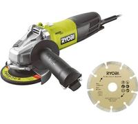 Meuleuse d'angle RYOBI RAG800-125SD1, 800 W, 125 mm, 12000 tr/min, avec disque diamant et sac
