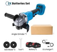 Meuleuse d'angle sans fil - 12,5 cm - Sans balais - 1000 W - 3 vitesses - 21 V avec batterie - Emballage en carton