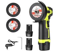 Meuleuse d'angle sans fil - 12 V, 550 W - 2 batteries de 1 200 mAh + chargeur - Pour la découpe et le ponçage - Mini compacte - Jaune
