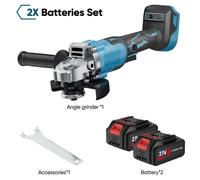 Meuleuse d'angle sans fil - 125 mm - 3 vitesses - Sans balais - 21 V - 2 batteries - Pour poncer et polir