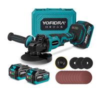 Meuleuse d'angle sans fil 125 mm, Meuleuse d'angle sans balais, Réglable en 3 positions, Max 8000 tr/min Moteur Brushless Meuleuse à métaux avec 2 x batterie