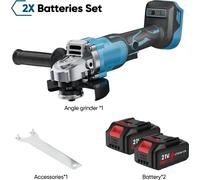 Meuleuse d'angle sans fil - 125 mm - Moteur sans balais - 0-12 000 tr/min - 3 vitesses - Système 18 V - Avec 2 batteries - Orange