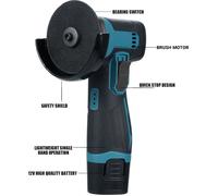 meuleuse d'angle sans fil 12V, disque à ébarber 3 pouces/76mm, meuleuse d'angle légère avec 2PCS 1300mAh Lithium-Ion Battery & Charger, position ergonomique des boutons pour réduire la pression de la 