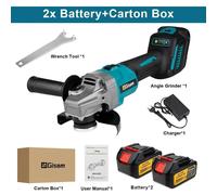 Meuleuse d'angle sans fil - 18V, 125 mm - Sept vitesses - Vitesse réglable - Pour poncer et polir - Coffret comprenant 2 batteries