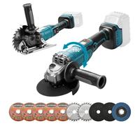 Meuleuse d'angle sans fil 2 en 1 de 125 mm et scie circulaire pour Makita 18 V (sans batterie), rotation à 180° et inclinaison à 45°, 3 vitesses 9300 tr/min sans balais avec affichage LED pour découpe