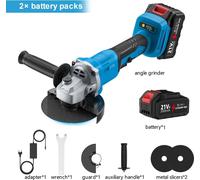 Meuleuse d'angle sans fil 21 V - disque de 12,5 cm - moteur sans balais - 13 000 tr/min - 3 vitesses, vitesse réglable - 1 000 W - 1 batterie, prise UE - argent