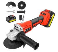 Meuleuse d'angle sans fil 21 V, outil de meulage réglable à 3 vitesses, disque de coupe de 115 mm, pour métal, bois, carrelage, béton, polissage, ponçage, avec batterie de 1300 mAh et chargeur