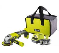 Meuleuse d'angle sans fil à balai R18AG 140S Ryobi, diamètre 115 mm, batterie 18 V 4,0 Ah