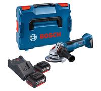 Meuleuse d'angle sans fil Bosch GWS 18V-10 P Professional 18 V 125 mm sans balais + 2 batteries 5,0 Ah + chargeur + L-Boxx