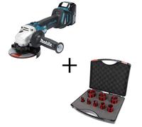 Meuleuse d'angle sans fil Makita 125 mm avec kit de perçage pour carrelage Speedmaster, 8 pièces, filetage M14