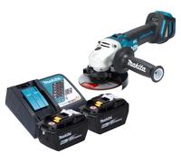 Meuleuse d'angle sans fil Makita DGA 511 Z 18 V 125 mm sans balais + 2 batteries 9,0 Ah + chargeur