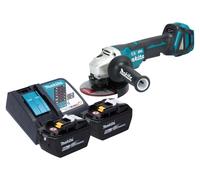 Meuleuse d'angle sans fil Makita DGA 517 Z 18 V 125 mm sans balais + 2 batteries 9,0 Ah + chargeur