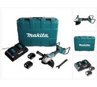 Meuleuse d'angle sans fil Makita DGA 900 PGKX2 36 V (2 x 18 V) 230 mm sans balais + 2 batteries 6,0 Ah + double chargeur + Ezynut + mallette