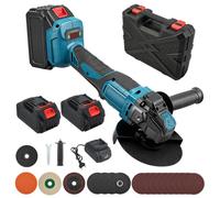 Meuleuse d'angle sans fil - Meuleuse à tronçonner sans fil 21 V - Moteur sans balais 1 400 W - 9 000 tr/min - 2 batteries de 4 000 mAh - Mallette de transport - Noir