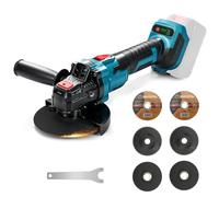 Meuleuse d'angle sans fil pour batterie Makita 18 V (sans batterie), meuleuse professionnelle sans balais 600 W, diamètre du disque 125 mm avec 6 disques à tronçonner, 3500-6500 tr/min, pour poncer