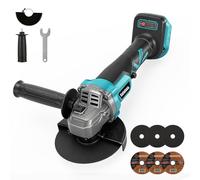 Meuleuse d'angle sans fil pour Makita 18V, 1200W sans balai, 125 mm Flex avec batterie avec 3 vitesses avec 2 disques abrasifs 2 disques à tronçonner pour couper, poncer et polir (sans batterie)