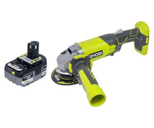 Meuleuse d'angle sans fil RYOBI R18AG-0 18 V ONE+ 115 mm + 1 batterie 5,0 Ah - sans chargeur