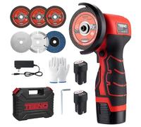 Meuleuse d'Angle Sans Fil TEENO 19 500 RPM, Disqueuse 76mm avec 2 Batteries 2000mAh, 6 Disques Tronçonnage + Boîte Plastique - Pour Meulage, Polissage, Découpe Professionnels